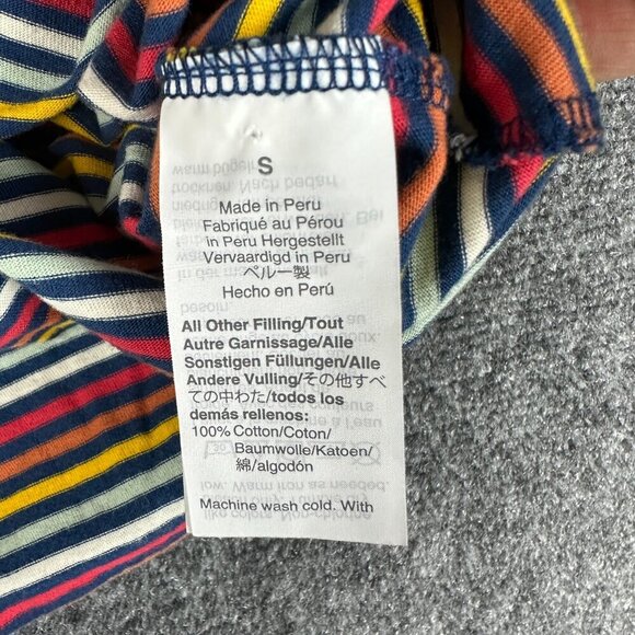 Madewell Top Womens Small  Knot Front Tee Short Sleeve Rainbow Stripe Cotton - Picture 3 of 5